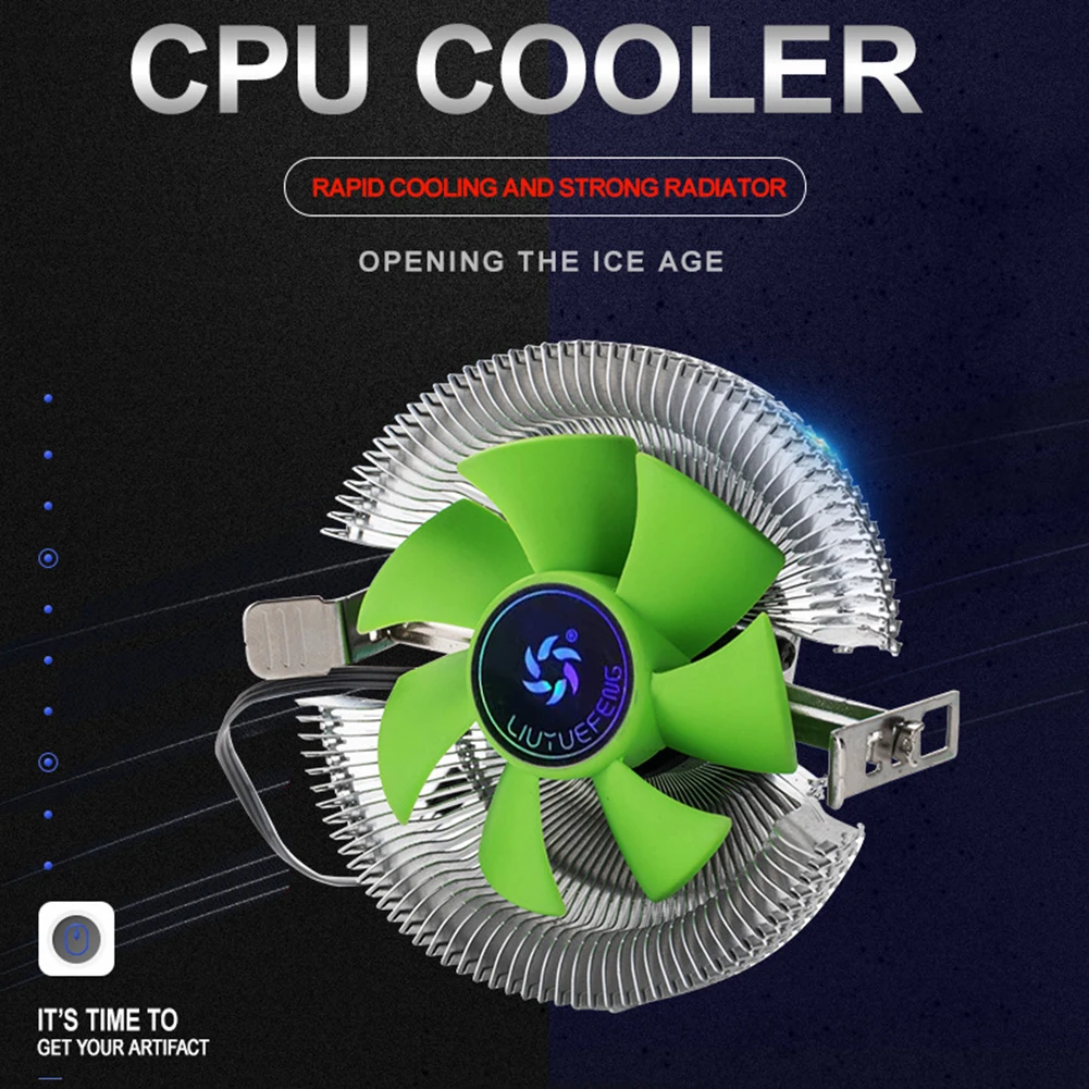 

Кулер для процессора, 3 контакта, 1800 об/мин, тихий охлаждающий вентилятор для ПК с радиатором для Intel AMD 775 1150 1151 1155, бесшумный вентилятор