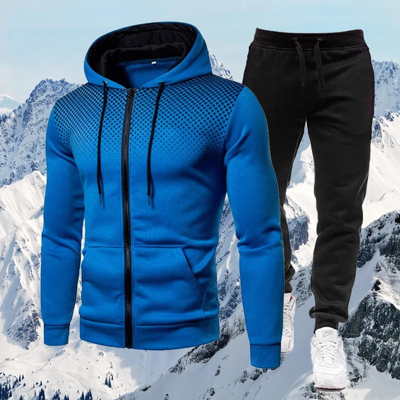 New Casual Men's Hooded Suit Running Sportswear 2 Piece Set Zipper Hoodie + Sweatpants Jogging Male Tracksuit Gym Clothing
New Casual Men's Hooded Suit Running Sportswear 2 Piece Set Zipper Hoodie + Sweatpants Jogging Male Tracksuit Gym Clothing