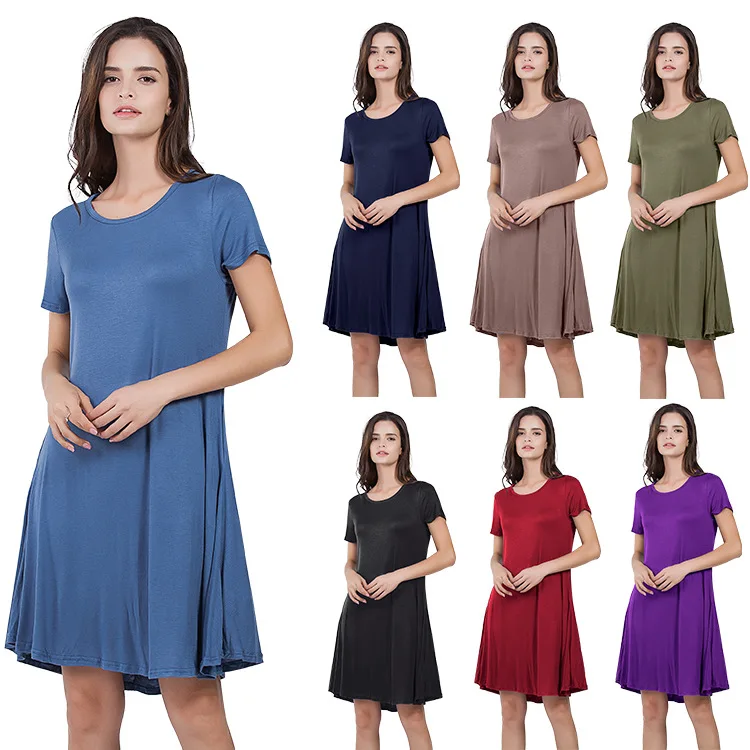 Women Dresses Summer 2020 Women's Dress New Loose Short Sleeve Round Neck Solid Color Pocket Dress Woman Dress
Women Dresses Summer 2020 Women's Dress New Loose Short Sleeve Round Neck Solid Color Pocket Dress Woman Dress