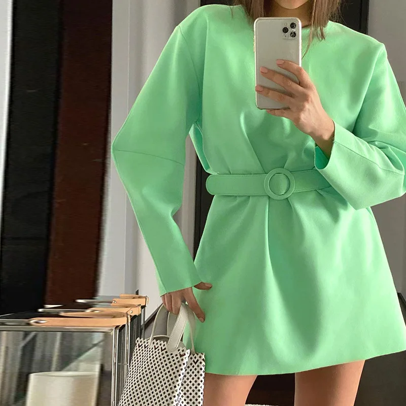 Sensationa New Green Fall Winter INS Women's Loose Skirt Temperament Commuter Scheming Design Belt Round Neck Long Sleeve Dress
Sensationa New Green Fall Winter INS Women's Loose Skirt Temperament Commuter Scheming Design Belt Round Neck Long Sleeve Dress