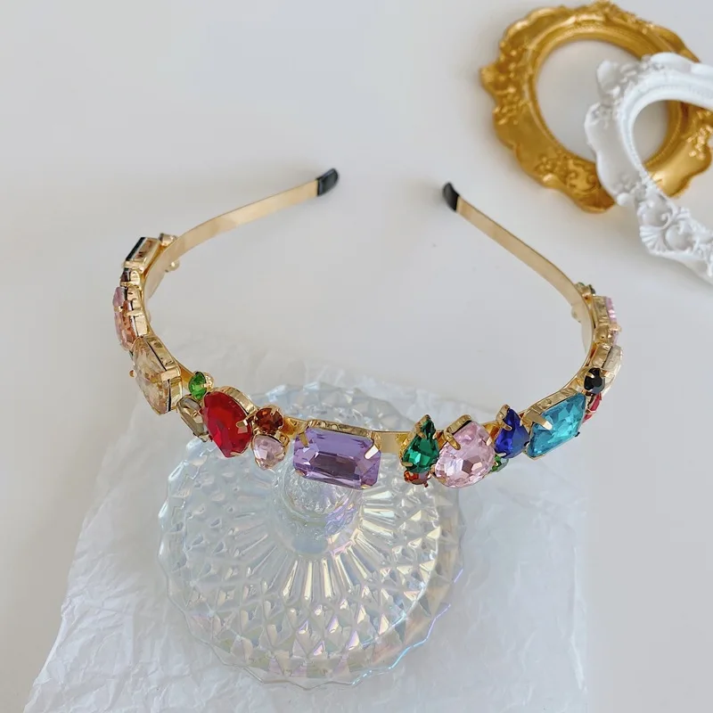 Fashion Rhinestone Hairband Full Crystal Colorful Gem Baroque Headband Diamond Geometric Hairband Party Bridal Crown Headbands
Fashion Rhinestone Hairband Full Crystal Colorful Gem Baroque Headband Diamond Geometric Hairband Party Bridal Crown Headbands