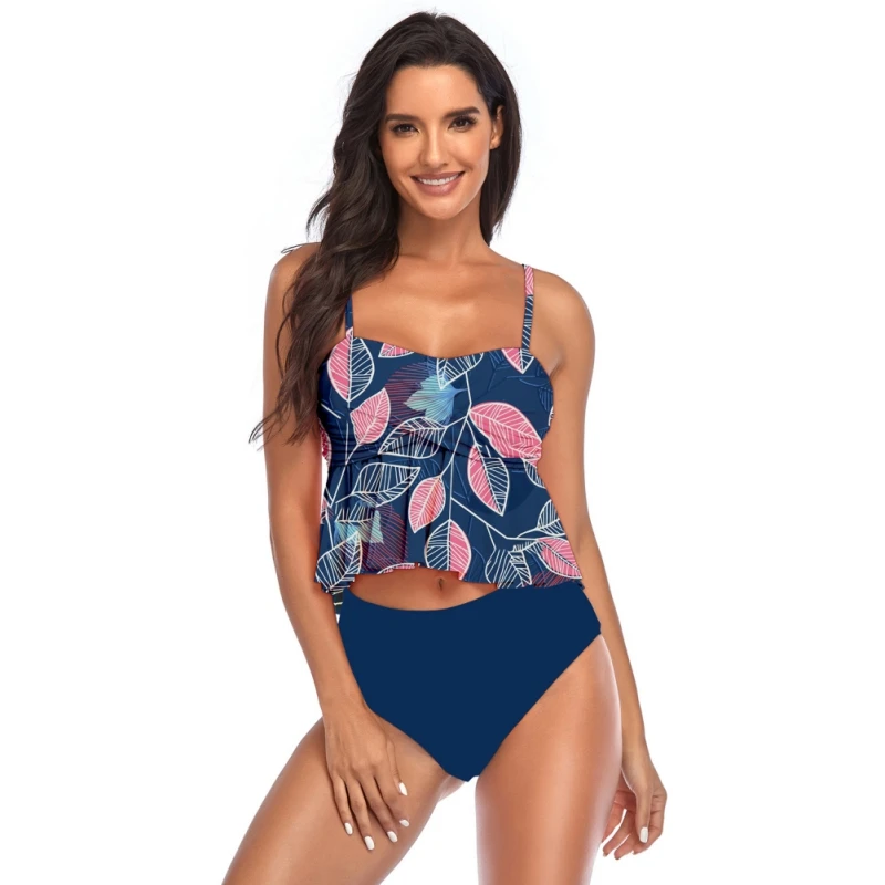 Women Swimsuit Print Two Piece Ruffle Split High Waist Belly Covering Bikini Sexy Female Summer Beach Bathing Suit Swimwear 
Women Swimsuit Print Two Piece Ruffle Split High Waist Belly Covering Bikini Sexy Female Summer Beach Bathing Suit Swimwear
