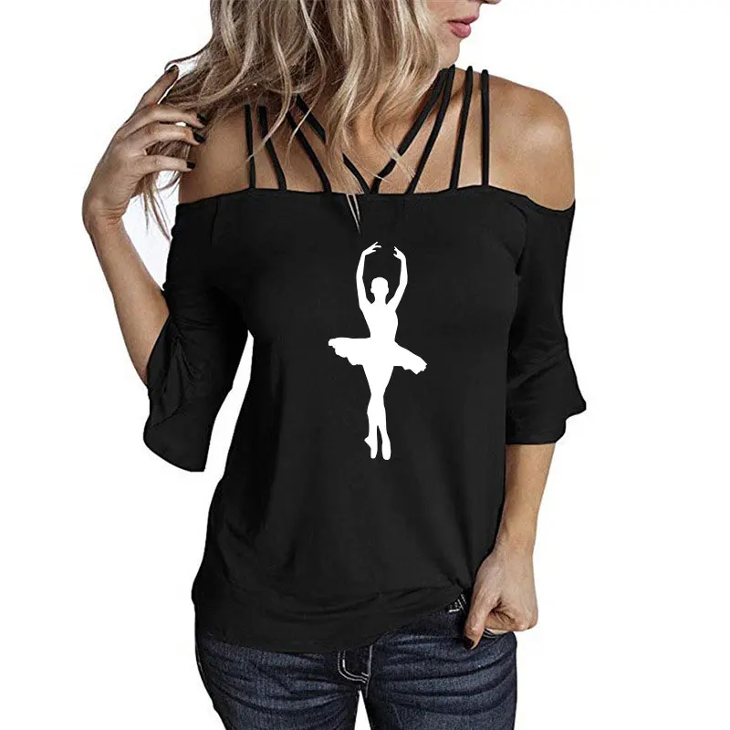 Ballet Dancer T Shirt Summer shoulder sling print T-Shirts Women's Casual Turtleneck Cotton Tees Tops Plus Size
Ballet Dancer T Shirt Summer shoulder sling print T-Shirts Women's Casual Turtleneck Cotton Tees Tops Plus Size