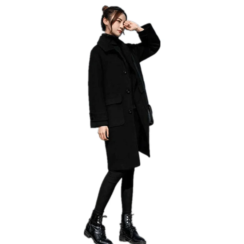 New design 3XL Wool Coat Women Long Sleeve Collar Outwear Long Jacket Korean Casual Winter Elegant Overcoat women Woolen Coat 
New design 3XL Wool Coat Women Long Sleeve Collar Outwear Long Jacket Korean Casual Winter Elegant Overcoat women Woolen Coat
