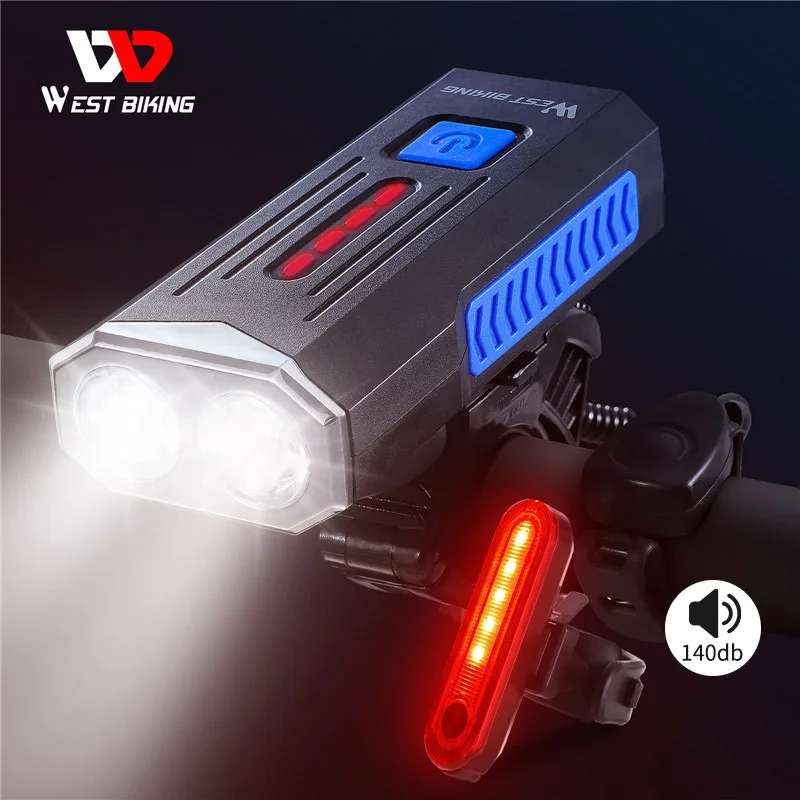 WEST BIKING 1000 Lumens Bike Light 140db Horn Bell USB Rechargeable Headlight Tailight Waterproof LED Cycling Front Rear Lamp
WEST BIKING 1000 Lumens Bike Light 140db Horn Bell USB Rechargeable Headlight Tailight Waterproof LED Cycling Front Rear Lamp