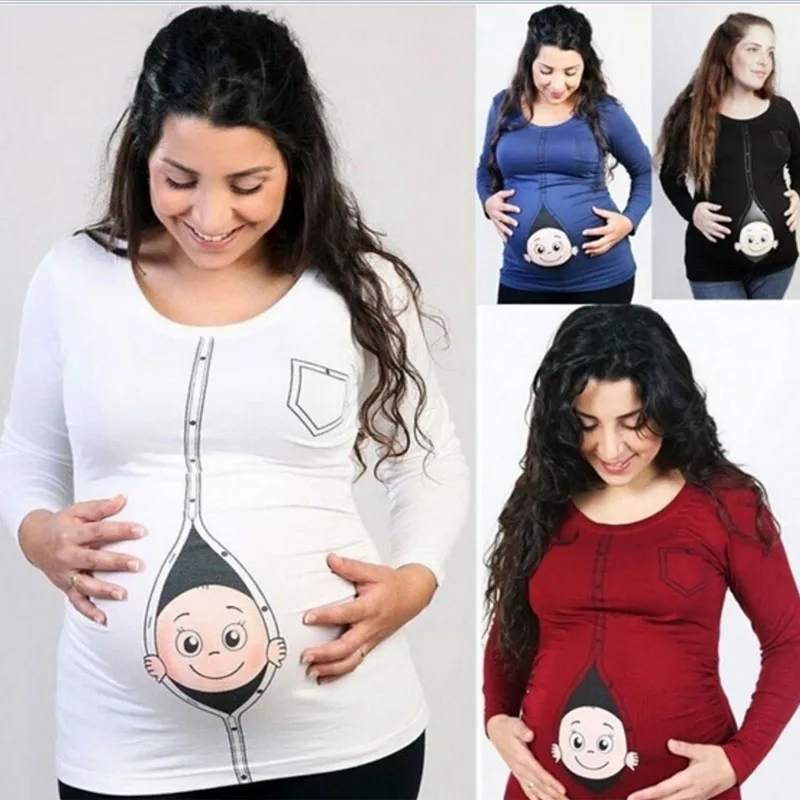 4 Color Maternity Tops For Pregnant Women Clothes Cartoon Baby Peeking Out Funny T Shirt Plus size 5XL Pregnancy Clothing Tees
4 Color Maternity Tops For Pregnant Women Clothes Cartoon Baby Peeking Out Funny T Shirt Plus size 5XL Pregnancy Clothing Tees