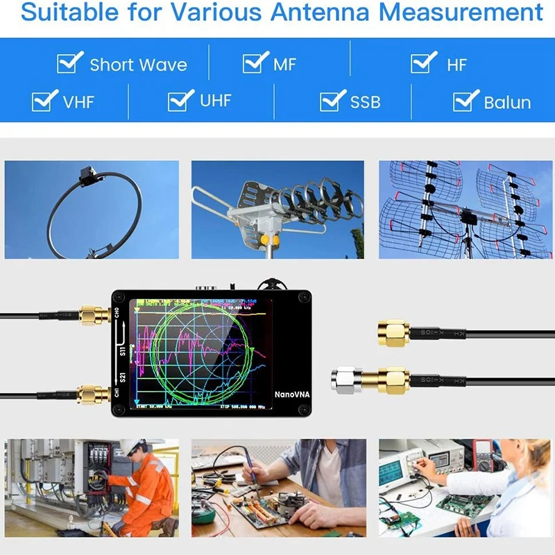 for Nanovna Vector Network Analyzer Press Screen Hf Vhf Uhf 50Khz-900Mhz Antenna Analyzer Chargeable with RF Demo Kit
for Nanovna Vector Network Analyzer Press Screen Hf Vhf Uhf 50Khz-900Mhz Antenna Analyzer Chargeable with RF Demo Kit