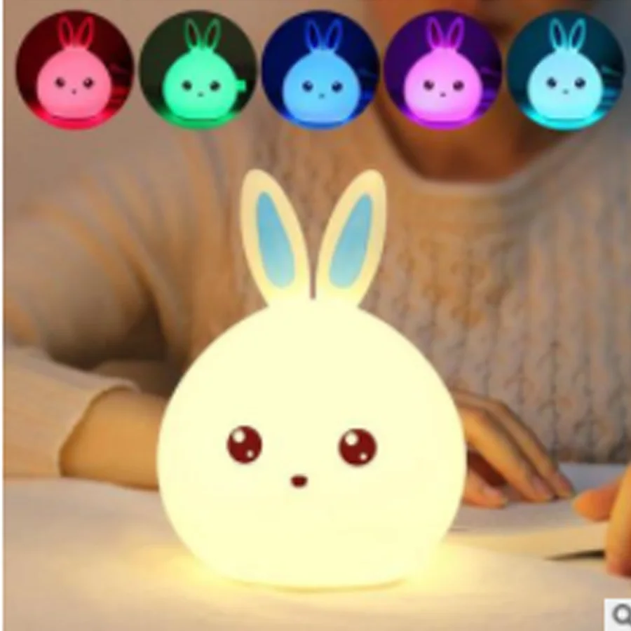 Creative cute rabbit silicone lamp Children cartoon rabbit clap lamp colorful atmosphere with sleeping lightsA342 
Creative cute rabbit silicone lamp Children cartoon rabbit clap lamp colorful atmosphere with sleeping lightsA342