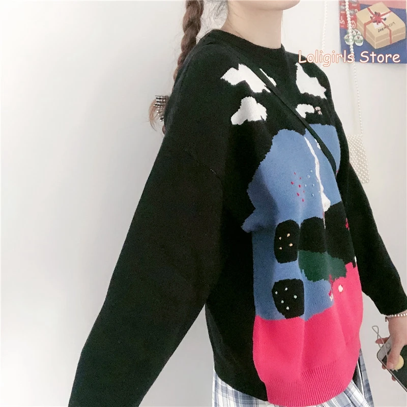 Autumn Women Small fresh Landscape Thicken Loose Sweater Young Girl Student Soft Sister Color matching Cute Casual Pullover Tops
Autumn Women Small fresh Landscape Thicken Loose Sweater Young Girl Student Soft Sister Color matching Cute Casual Pullover Tops
