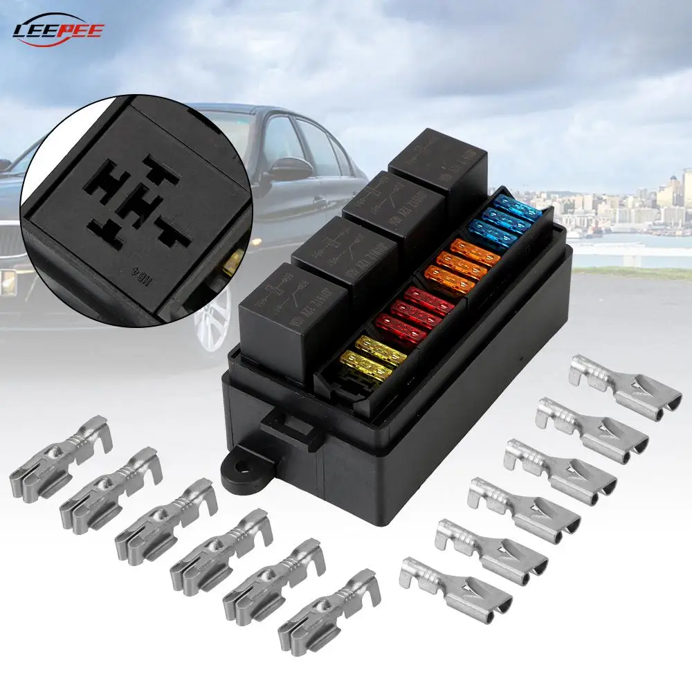 12V 24V 40A Auto Blade Fuse Box 12Ways Holder 4 Pin Relays Spade Terminals Car Accessories for Truck Trailer Caravan Marine Boat
12V 24V 40A Auto Blade Fuse Box 12Ways Holder 4 Pin Relays Spade Terminals Car Accessories for Truck Trailer Caravan Marine Boat