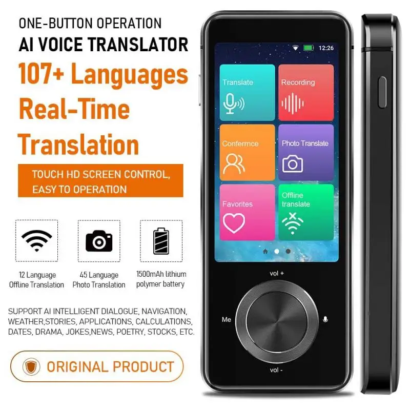 107 Languages Two-Way Real-Time WiFi/Offline Recording/Photo Portable Translator
107 Languages Two-Way Real-Time WiFi/Offline Recording/Photo Portable Translator