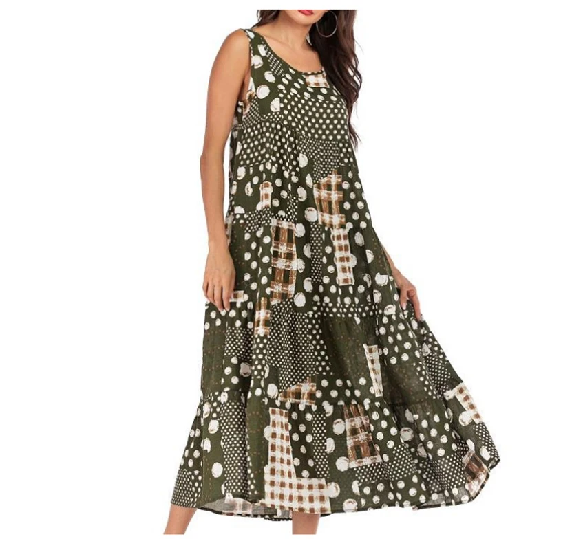 2021 Summer Vintage Print Patchwork Long Dress Fashion Loose sleeveless Women O-Neck Dresses
2021 Summer Vintage Print Patchwork Long Dress Fashion Loose sleeveless Women O-Neck Dresses