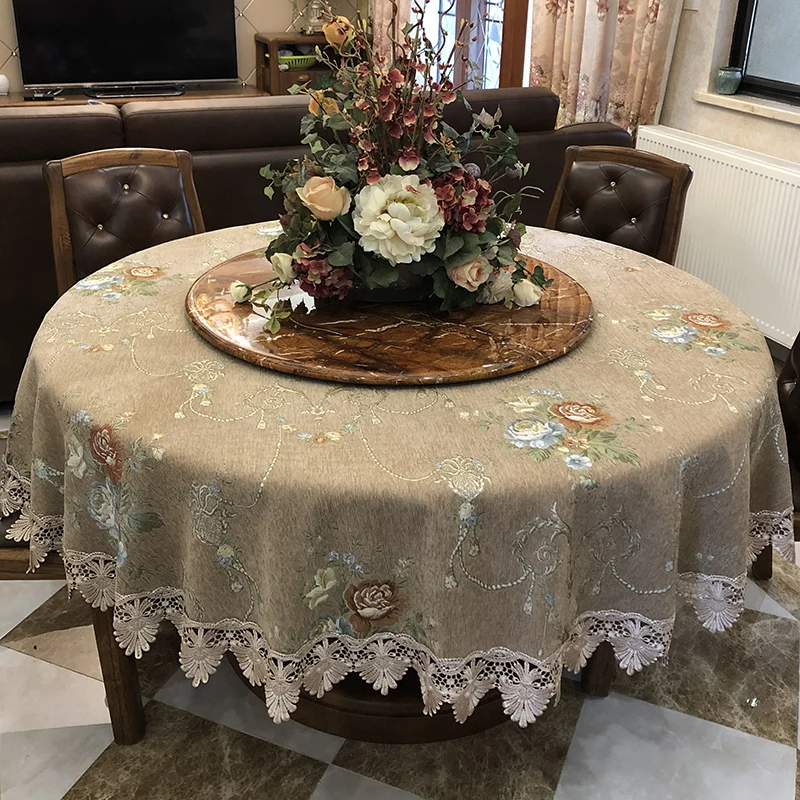 Brown high quality chenille round Tablecloth with graceful lace Thickened Washable table cover for Christmas party home use
Brown high quality chenille round Tablecloth with graceful lace Thickened Washable table cover for Christmas party home use