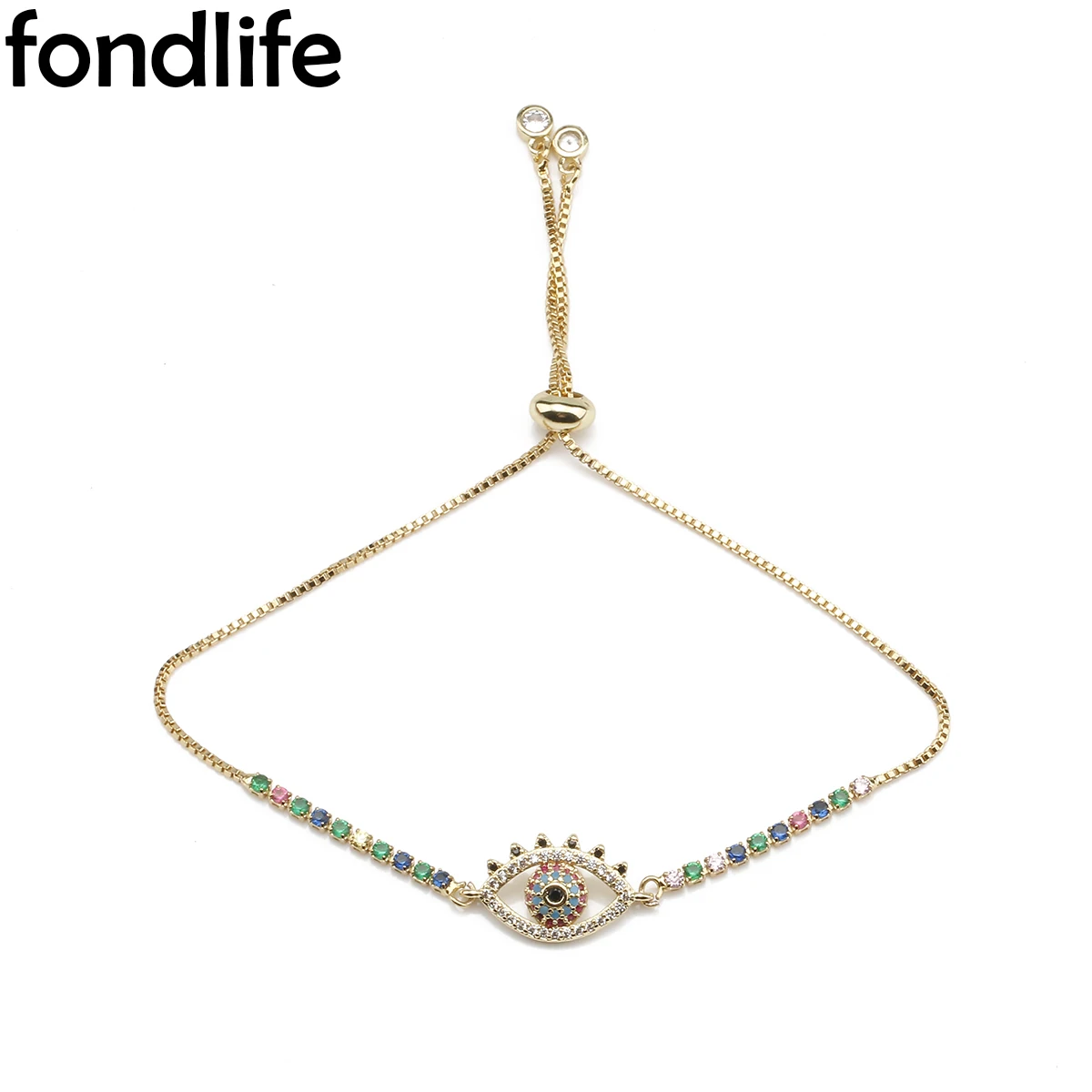 Two-tone Evil Eye Bracelet Color Hollow Gold-plated CZ Couple Lucky Gift Chain Jewelry 2021 Handwoven Adjustable Woman Present 
Two-tone Evil Eye Bracelet Color Hollow Gold-plated CZ Couple Lucky Gift Chain Jewelry 2021 Handwoven Adjustable Woman Present