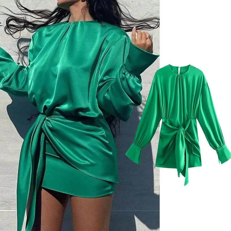 PPYQYKX Za платье 2021 женское Модное Новое зеленое мини-платье на шнуровке, сексуальное женское Повседневное платье с длинным рукавом для вечери... 
PPYQYKX Za платье 2021 женское Модное Новое зеленое мини-платье на шнуровке, сексуальное женское Повседневное платье с длинным рукавом для вечери...