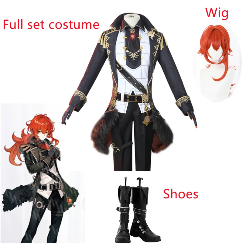 Game Genshin Impact Cosplay Costume Diluc Role Play Full Set Uniform Suits Men Women Halloween Party Performance Costumes Wig
Game Genshin Impact Cosplay Costume Diluc Role Play Full Set Uniform Suits Men Women Halloween Party Performance Costumes Wig