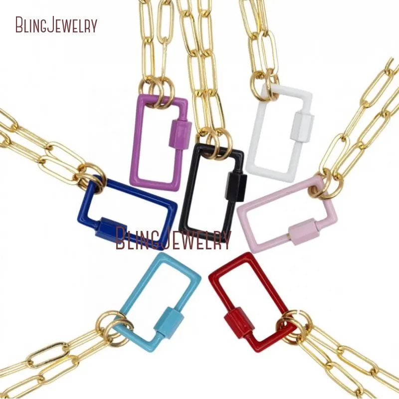 Enamel Rectangle Lock Necklace Chain Choker Turquoise Screw Clasp Carabiner NM31298
Enamel Rectangle Lock Necklace Chain Choker Turquoise Screw Clasp Carabiner NM31298