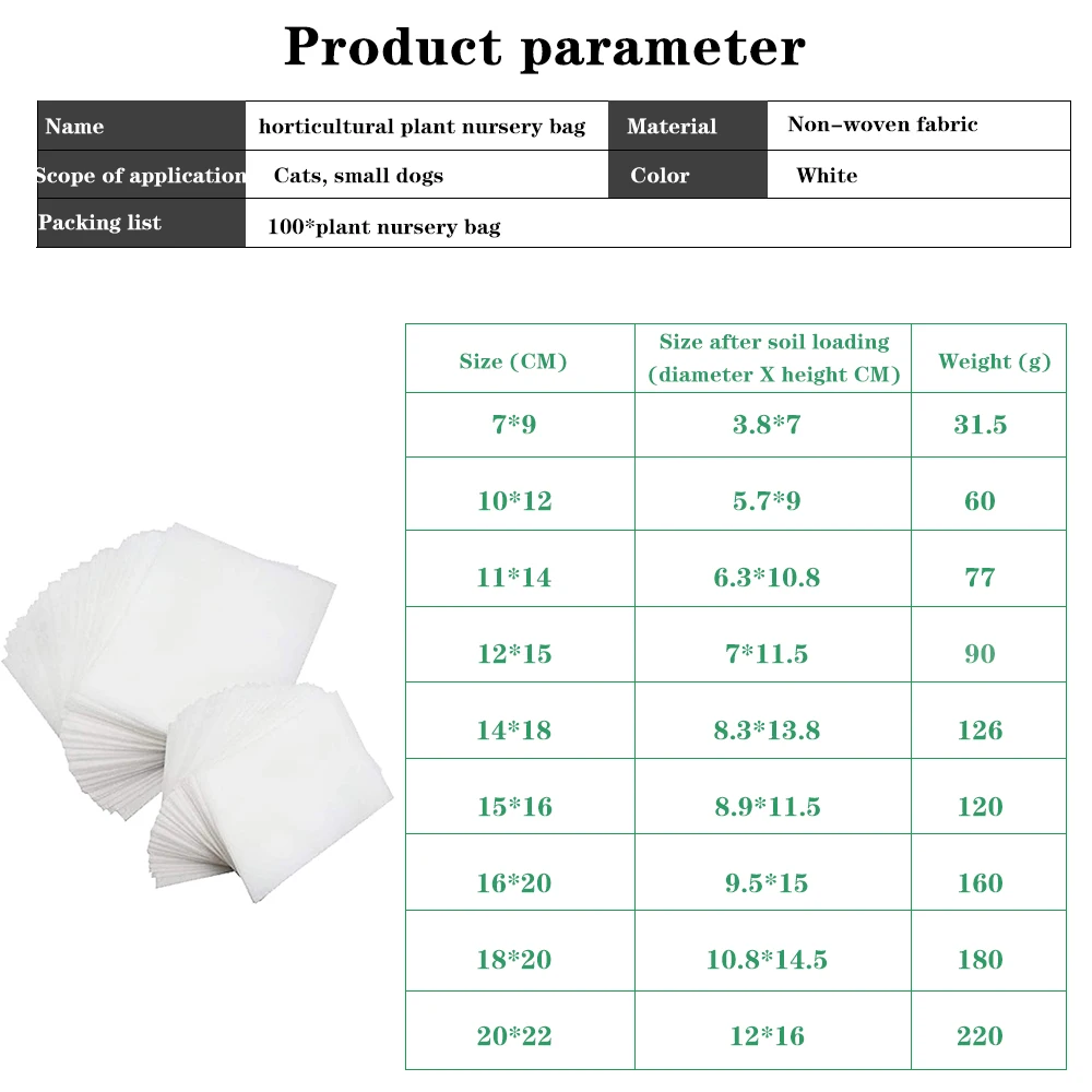 100Pcs Biodegradable Non-Woven Grow Bag Seedling Pots Eco-Friendly Planting Bags Nursery Plant Grow Bags For Garden Vegetable
100Pcs Biodegradable Non-Woven Grow Bag Seedling Pots Eco-Friendly Planting Bags Nursery Plant Grow Bags For Garden Vegetable