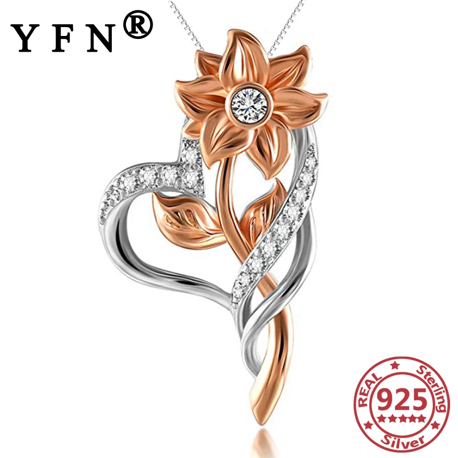YFN 925 Sterling Silver Necklaces Heart&Sunflower Silver 925 Women's Jewelry Crystal Zircon Necklace Pendants Mother's Day Gifts
YFN 925 Sterling Silver Necklaces Heart&Sunflower Silver 925 Women's Jewelry Crystal Zircon Necklace Pendants Mother's Day Gifts