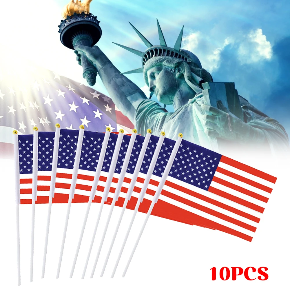 10pcs American Flag with Pole Sleeve Stars and Stripes Banner Hand Held Style for 4th of July, Memorial Day Home Decoration
10pcs American Flag with Pole Sleeve Stars and Stripes Banner Hand Held Style for 4th of July, Memorial Day Home Decoration