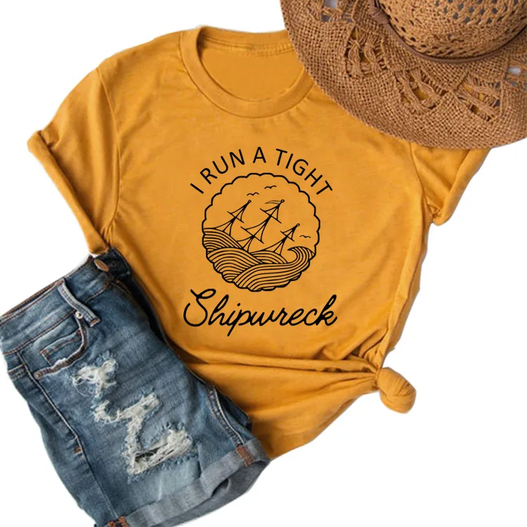 Cool Women's I RUN A TIGHT Shipwreck Letters Sail Printed Tee Tops Loose Harajuku Ladies Short Sleeve Aesthetic Casual TShirts
Cool Women's I RUN A TIGHT Shipwreck Letters Sail Printed Tee Tops Loose Harajuku Ladies Short Sleeve Aesthetic Casual TShirts