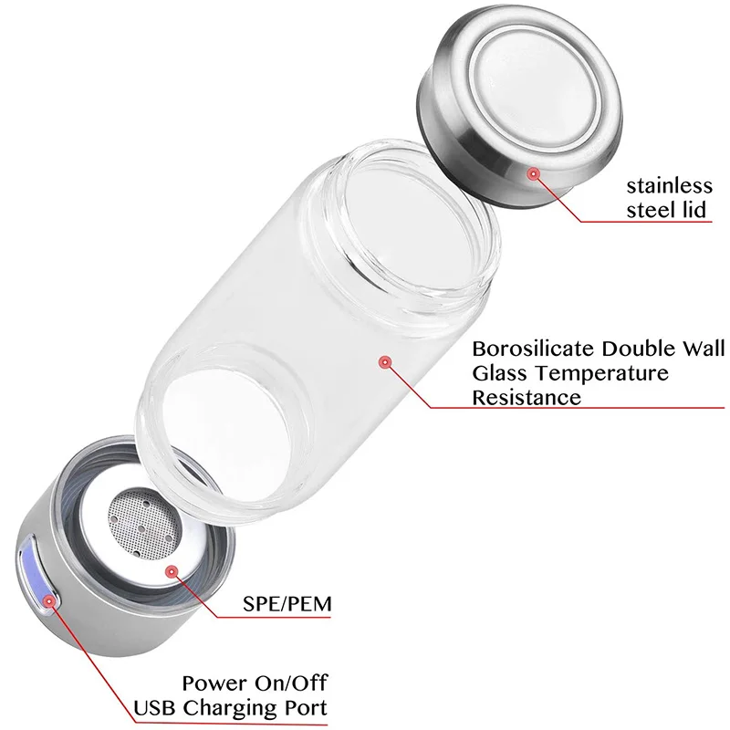 300Ml Hydrogen-Rich Cups,Glass Hydrogen Generator Water Bottle SPE PEM Technology Water Ionizer
300Ml Hydrogen-Rich Cups,Glass Hydrogen Generator Water Bottle SPE PEM Technology Water Ionizer