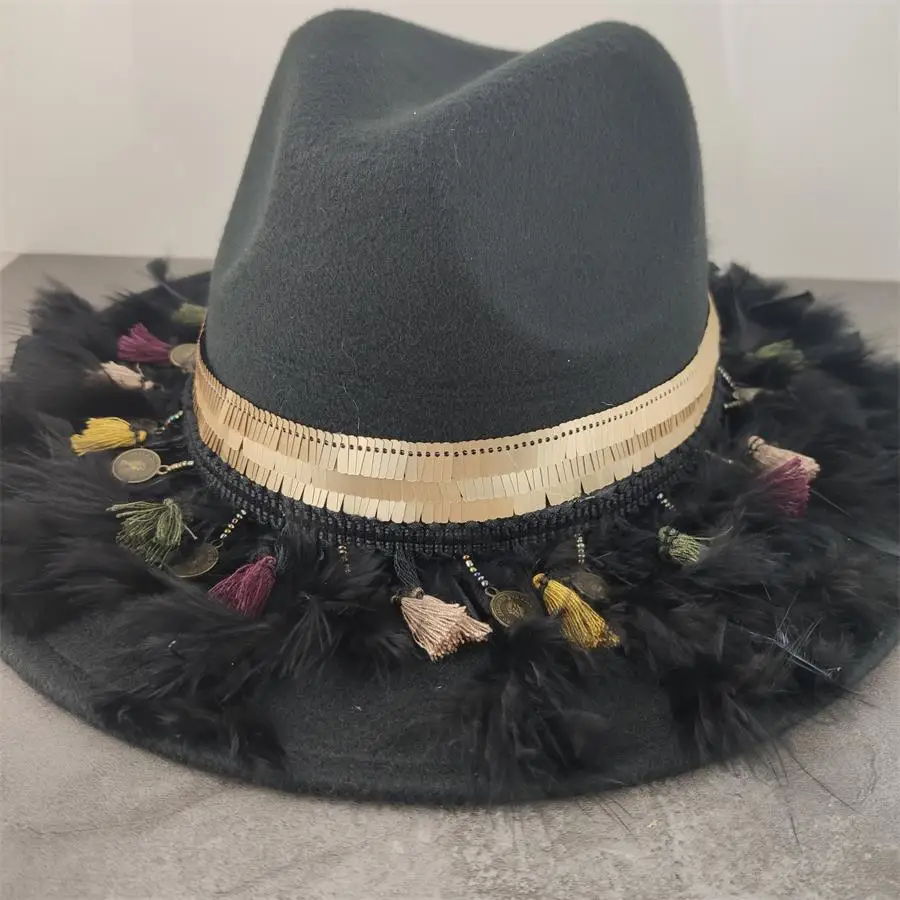Boho Women Wide Brim Wool Felt Fedora Panama Hat with Belt Buckle Jazz Trilby Cap Party Formal Top Hat In brown
Boho Women Wide Brim Wool Felt Fedora Panama Hat with Belt Buckle Jazz Trilby Cap Party Formal Top Hat In brown