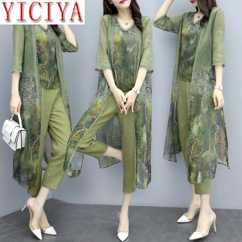 Green Chiffon Printed 3 Piece Sets Plus Size Vest + Cropped Broek Past Elegant Korean Womens sets 2020 summer clothes for women
Green Chiffon Printed 3 Piece Sets Plus Size Vest + Cropped Broek Past Elegant Korean Womens sets 2020 summer clothes for women