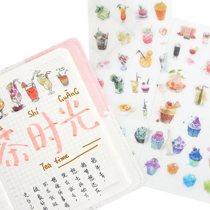 

15pack/lot Afternoon tea Creative DIY Dariy Decoration Scrapbooking Stickers Transparent washi Planner Stickers