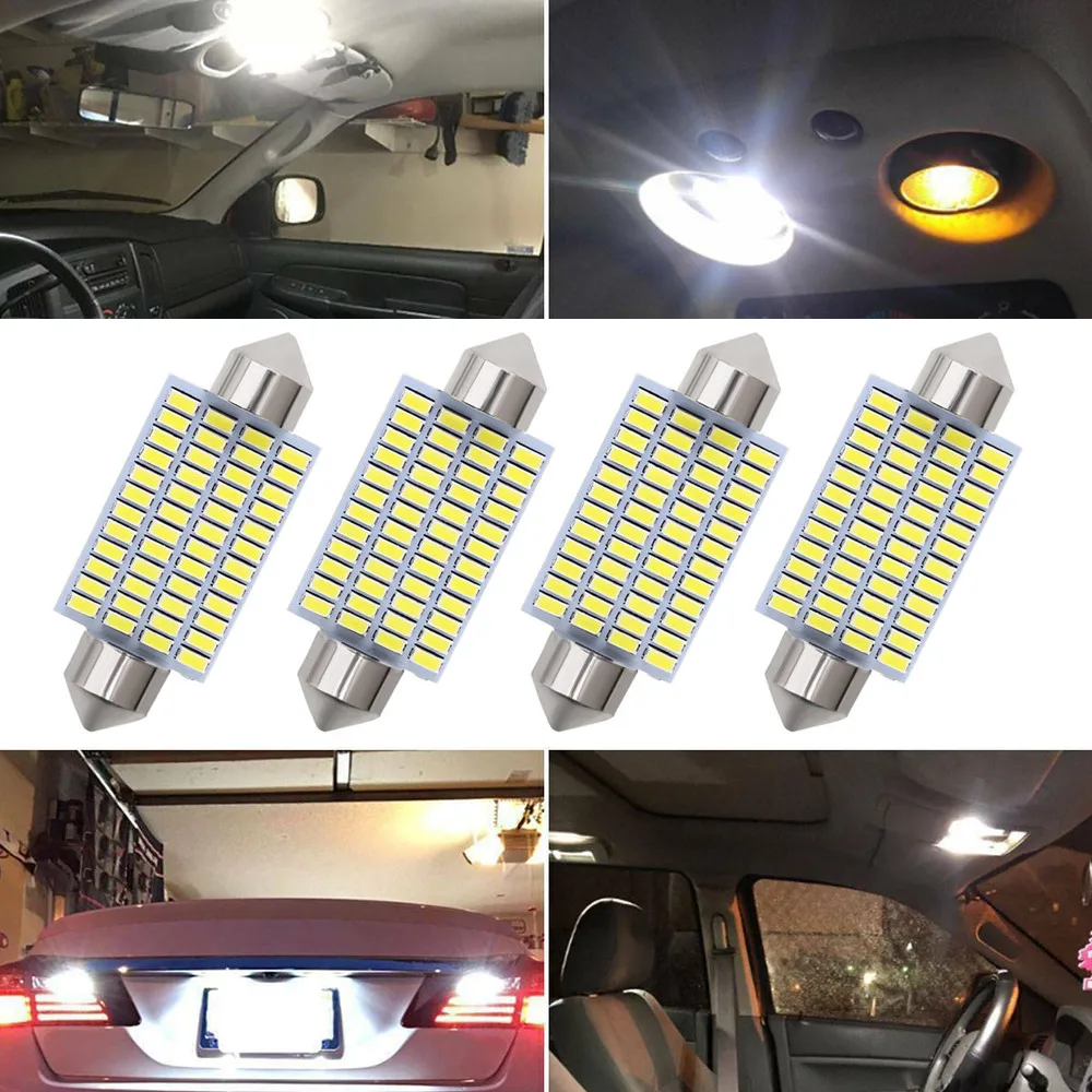 4Pcs Car White 48-SMD 3014 LED 6000K Canbus Festoon 42mm For Car Bulb Interior Reading Light License Plate Lamps
4Pcs Car White 48-SMD 3014 LED 6000K Canbus Festoon 42mm For Car Bulb Interior Reading Light License Plate Lamps