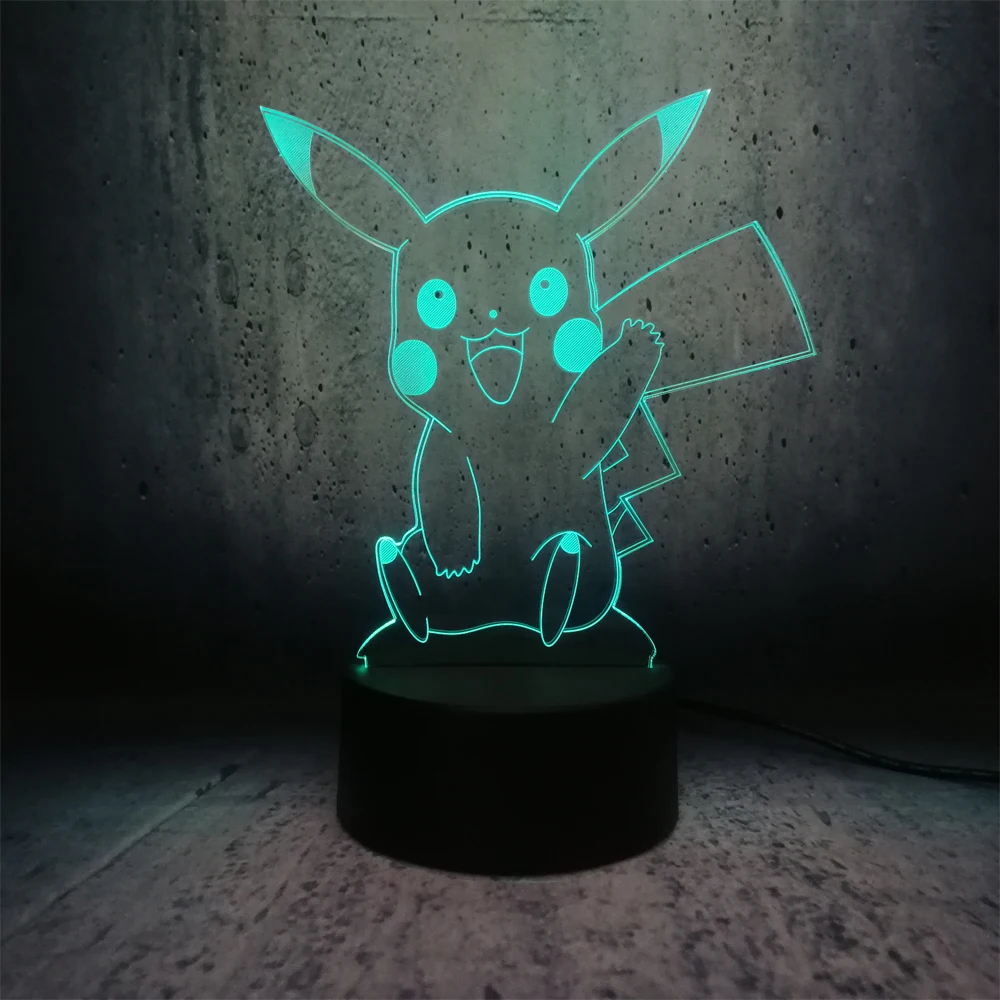 Новинка 2019 3D лампа Pokemon Pikachu USB ночник разноцветная светодиодная RGB детские