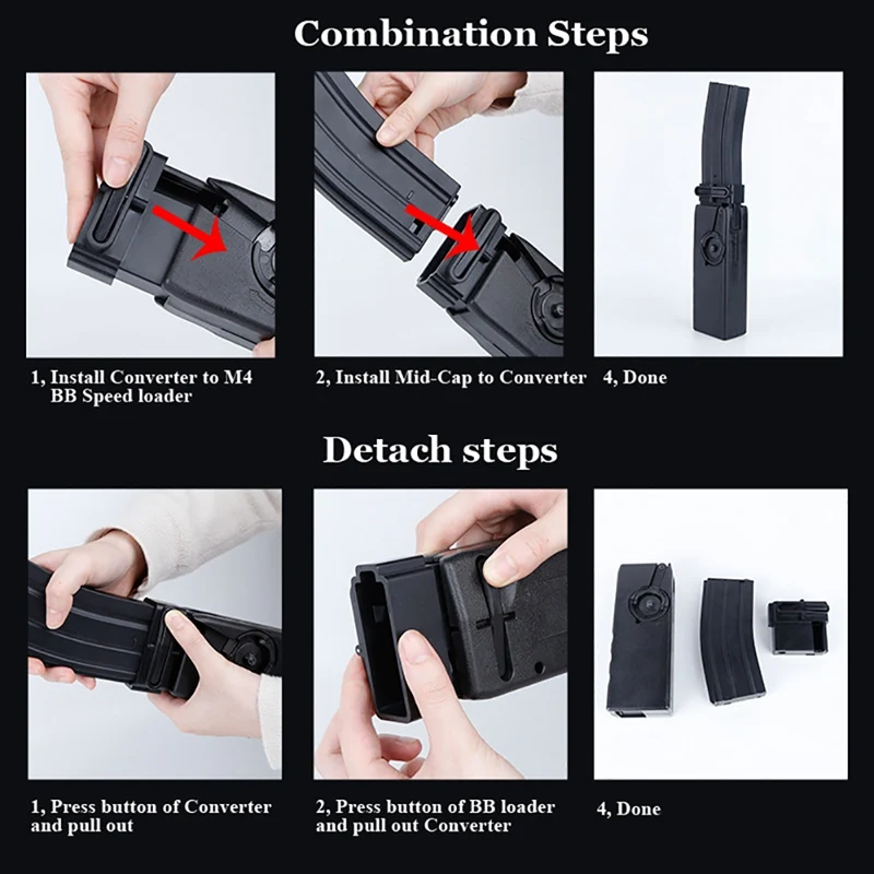 1 pcs Paintball Accessories M4 BB Speed Loader Adapter MID-CAP to HI-CAP Mag Converter for M4 Airsoft
1 pcs Paintball Accessories M4 BB Speed Loader Adapter MID-CAP to HI-CAP Mag Converter for M4 Airsoft