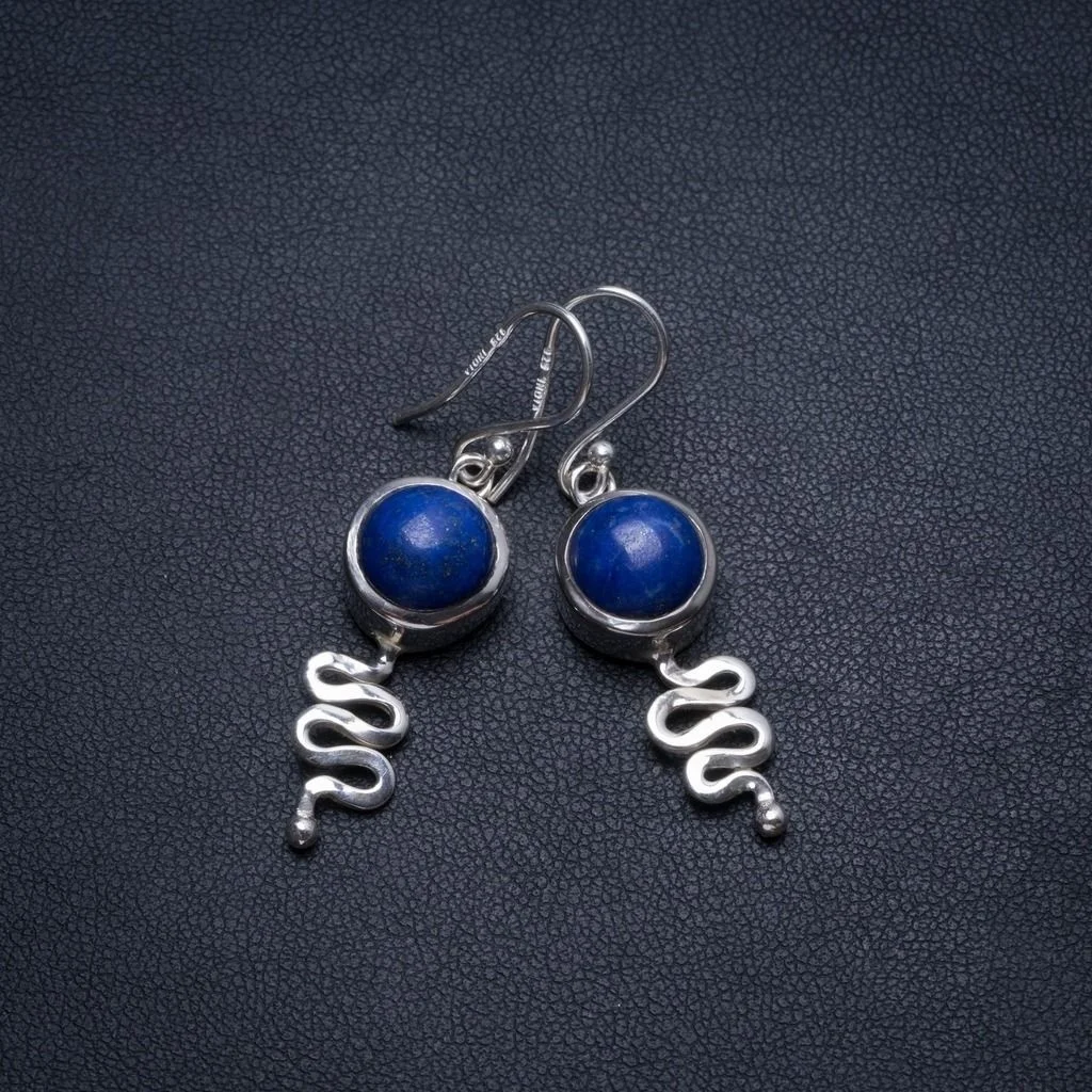Natural Lapis Lazuli Snke Handmade Vintage 925 Sterling Silver Earrings 1 1/2" T5055
Natural Lapis Lazuli Snke Handmade Vintage 925 Sterling Silver Earrings 1 1/2" T5055