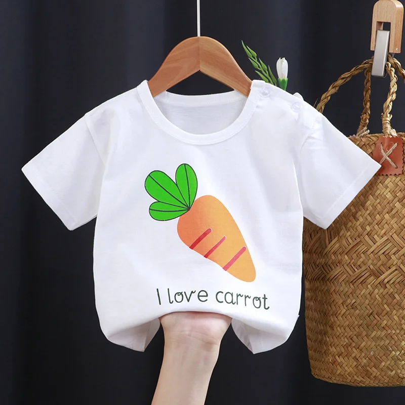 Летняя Новинка детская одежда футболка с коротким рукавом хлопковый топ для