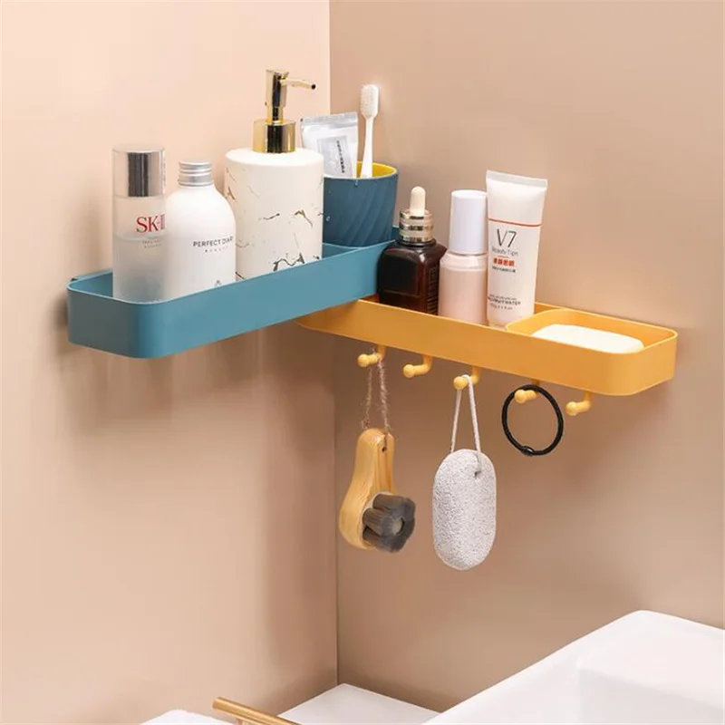 Bathroom Roration Rack Wall Mounted Kitchen Shelf for Bathroom Shampoo Organizer with Hooks Towel Hanger
Bathroom Roration Rack Wall Mounted Kitchen Shelf for Bathroom Shampoo Organizer with Hooks Towel Hanger