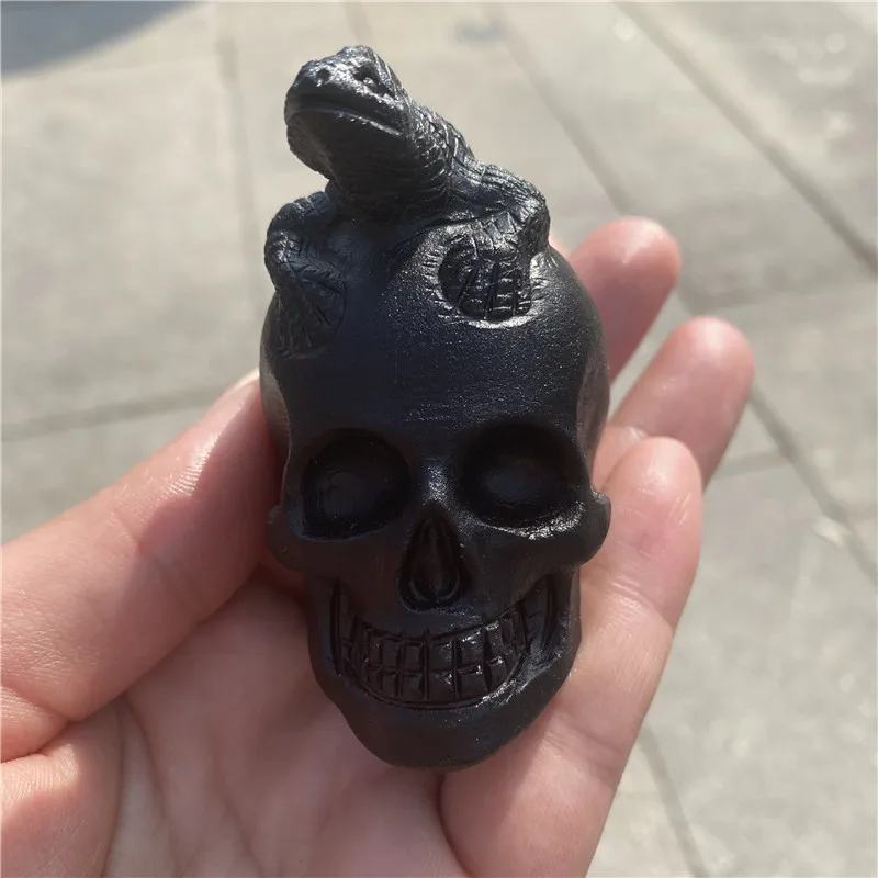 Natural Obsidian Lizard Skull Figurine Crystal Carved Statue Home Ornament Art Collectible Gift 1pcs | Дом и сад