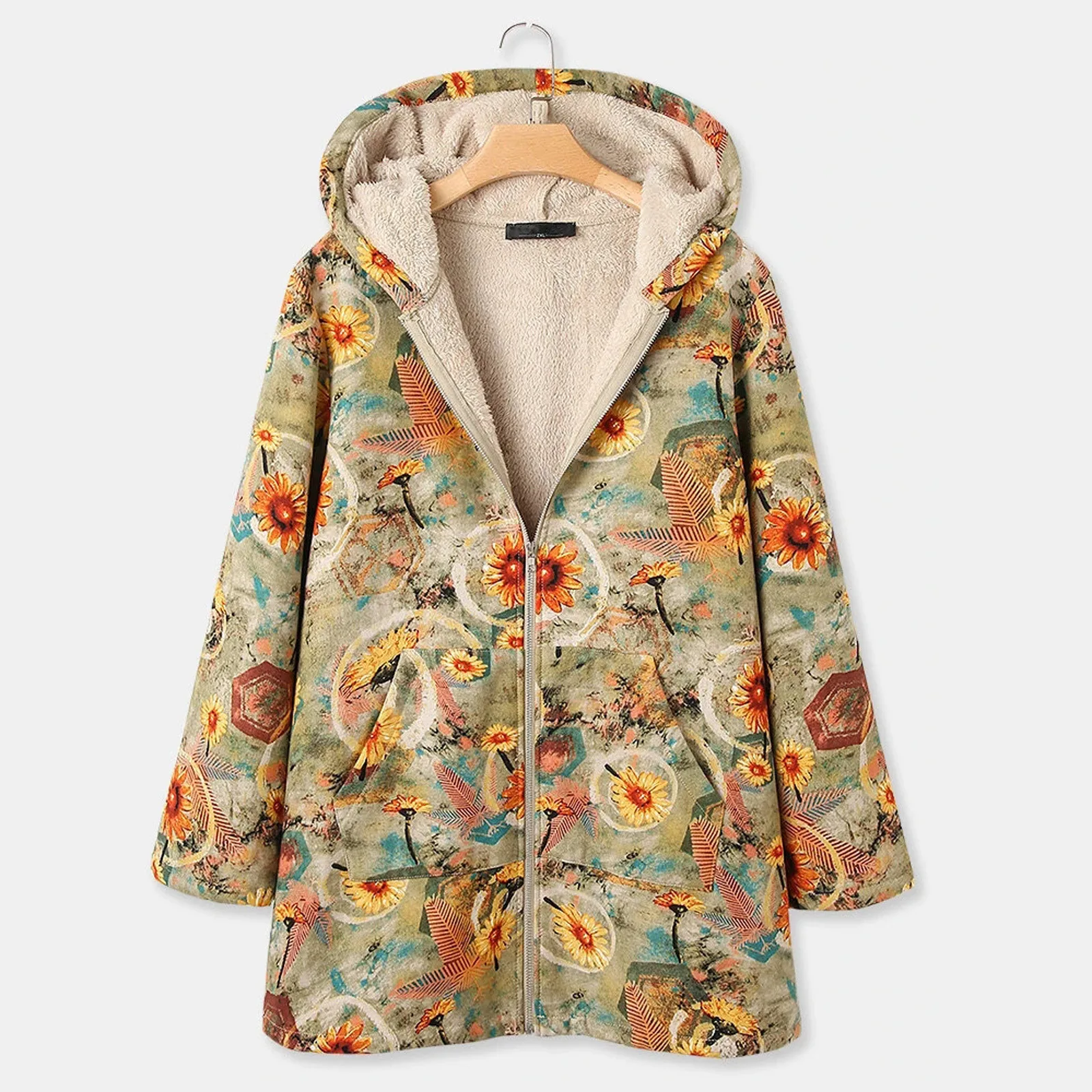 Retro Printing Splicing Zipper Hood Cardigan Long Sleeves Coat Women Fashion Cardigan Down Jacket Outdoor 2020 Sweater Jacket
Retro Printing Splicing Zipper Hood Cardigan Long Sleeves Coat Women Fashion Cardigan Down Jacket Outdoor 2020 Sweater Jacket