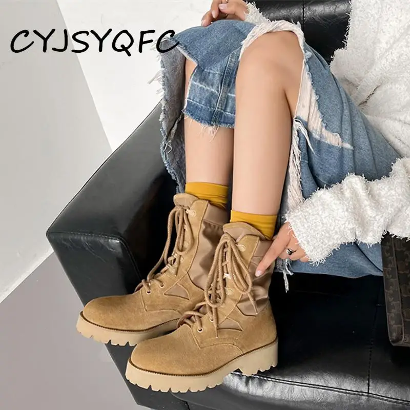 New Women Martin Boots Black Khaki Kid Suede Patchwork Lace Up Ankle Boots Autumn Winter British Style Flat Platform Lady Shoes
New Women Martin Boots Black Khaki Kid Suede Patchwork Lace Up Ankle Boots Autumn Winter British Style Flat Platform Lady Shoes