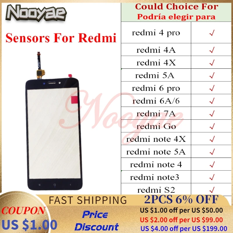 For Xiaomi Redmi Note 3 4 6 Pro 4A 4X 5A 6A 7 7A S2 Y2 Y1 Go Prime Touch Screen Digitizer Glass Sensor Panel Touchscreen + track
For Xiaomi Redmi Note 3 4 6 Pro 4A 4X 5A 6A 7 7A S2 Y2 Y1 Go Prime Touch Screen Digitizer Glass Sensor Panel Touchscreen + track