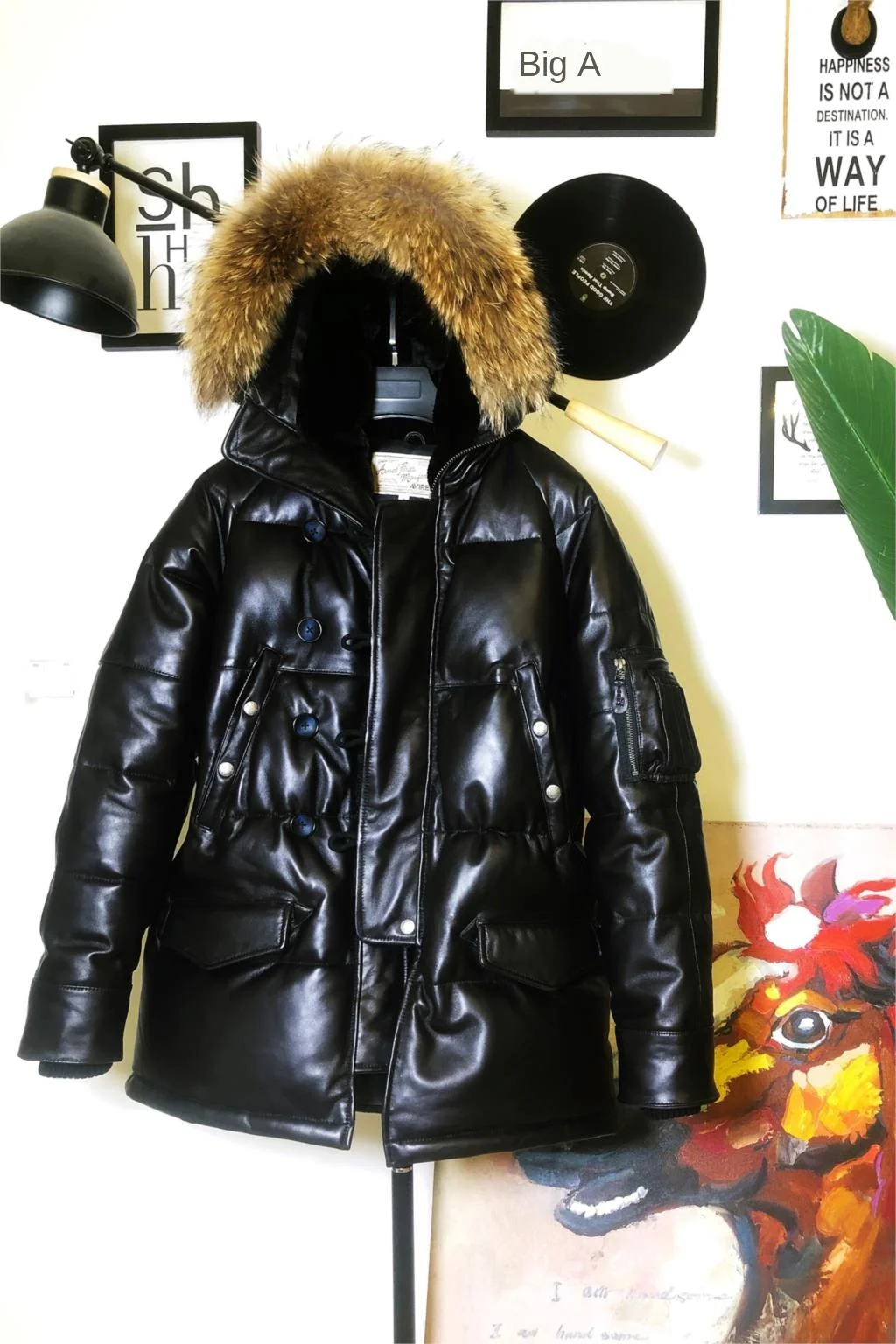 This is a huge thick incomparably huge raccoon fur collars sheep skin N3B long duck down 100% genuine leather jacket
This is a huge thick incomparably huge raccoon fur collars sheep skin N3B long duck down 100% genuine leather jacket