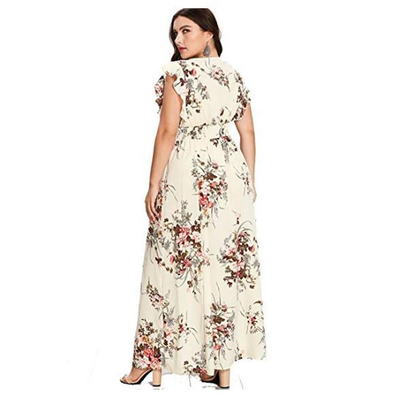 Women Plus Size Dress Summer Casual Ruffles Short Sleeve Long Dress Boho Floral Print Maxi Dress V Neck Bandage Elegant Dresses
Women Plus Size Dress Summer Casual Ruffles Short Sleeve Long Dress Boho Floral Print Maxi Dress V Neck Bandage Elegant Dresses