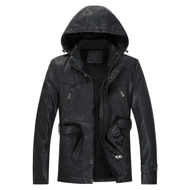 Men PU New Leather Jacket Thick Hooded Motorcycle Leather Jacket Male Casual Warm Outwear Winter Jacket Men
Men PU New Leather Jacket Thick Hooded Motorcycle Leather Jacket Male Casual Warm Outwear Winter Jacket Men