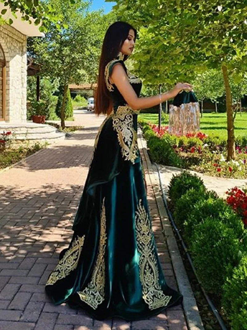 Бархатное вечернее платье Sevintage 4 предмета съемная юбка арабский разрез