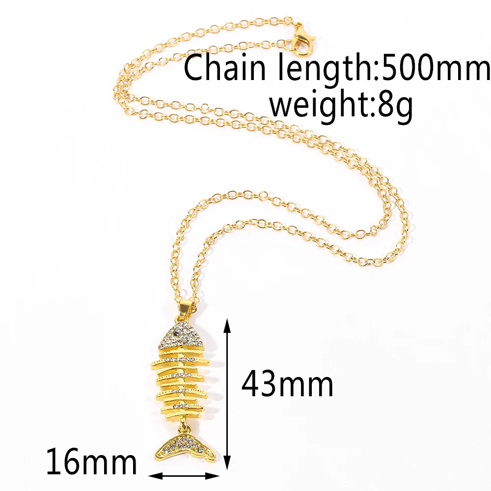 Женское ожерелье с подвеской в виде рыбьей кости цепочка кристаллом уникальный