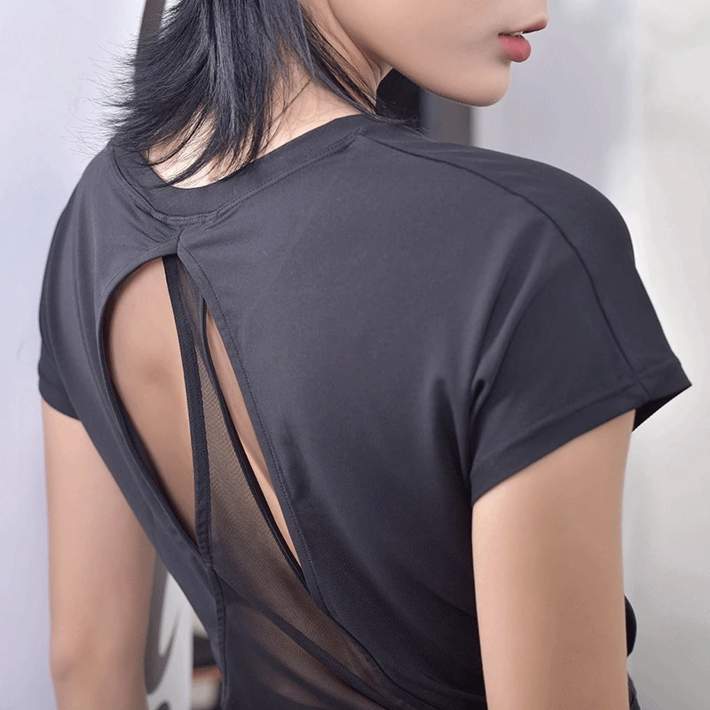 Fitness sportswear loose women's quick drying top ladies running T-shirt