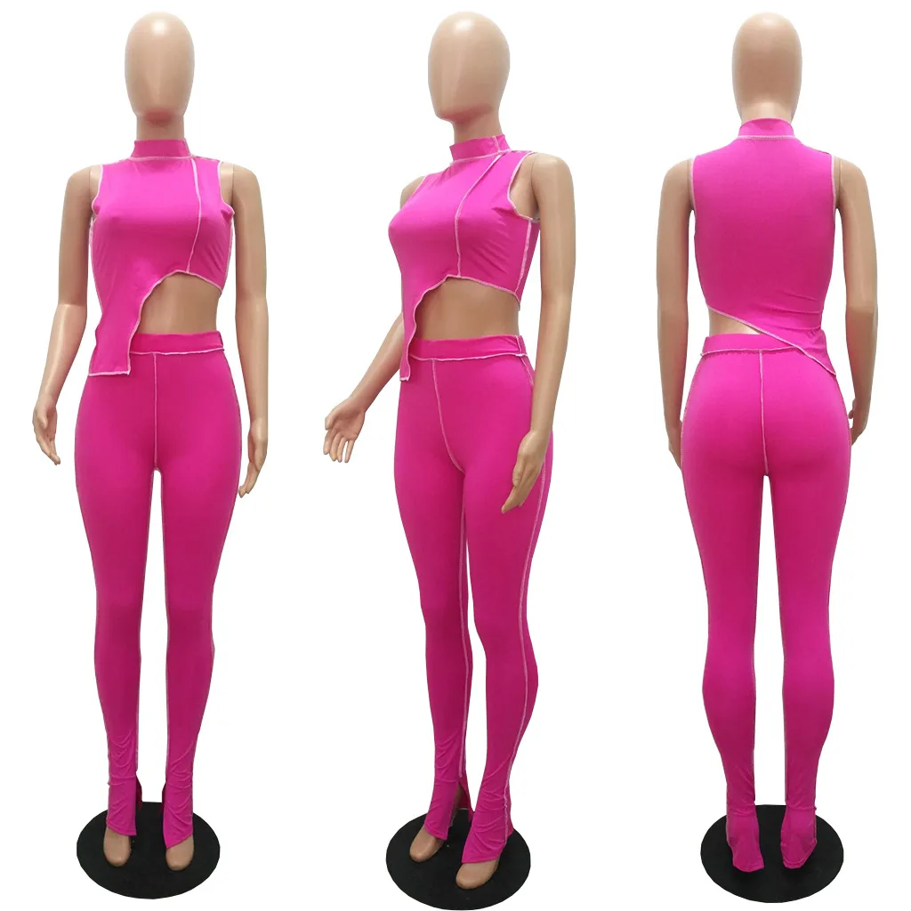 2021 Spring Casual Two Piece Set Women Sleeveless Crop Top + Long Pants Skinny Soild Color Tracksuit Sportsuit Clothes For Women
2021 Spring Casual Two Piece Set Women Sleeveless Crop Top + Long Pants Skinny Soild Color Tracksuit Sportsuit Clothes For Women