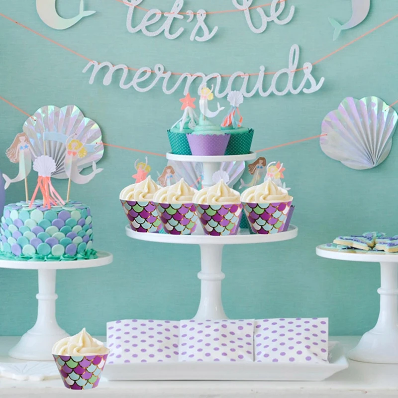 12Pcs Mermaid Cupcake Wrapper Under The Sea Party Decoration Baby Shower Kids Birthday Little Mermaid Party Supplies
12Pcs Mermaid Cupcake Wrapper Under The Sea Party Decoration Baby Shower Kids Birthday Little Mermaid Party Supplies
