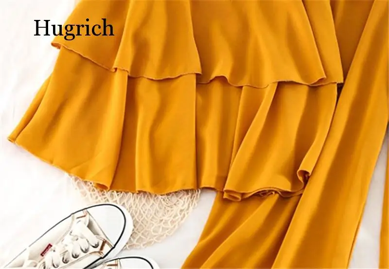 Beach Style Solid Women Two Piece Outfits Ruffles Short Camis Elastic High Waist Ankle-Length Pants Chiffon Set
Beach Style Solid Women Two Piece Outfits Ruffles Short Camis Elastic High Waist Ankle-Length Pants Chiffon Set