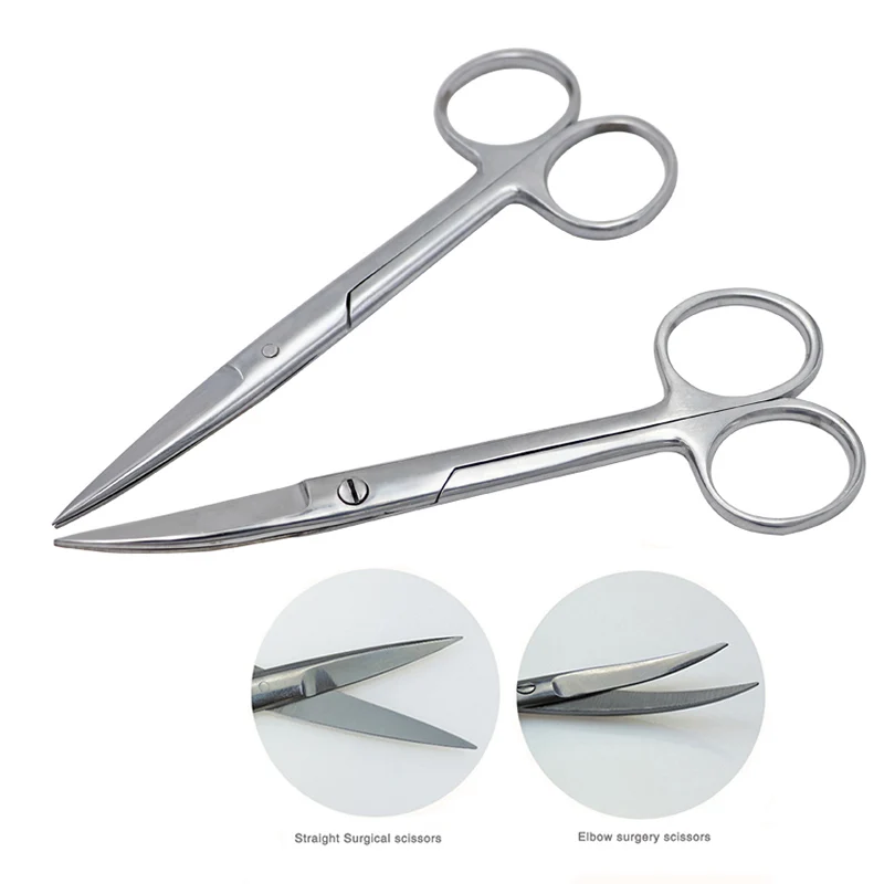 

10cm/14cm/16cm/18cm Stainless Steel Surgical Scissors Straight/Curved Tip Dental Suture Forceps Tissue Scissors