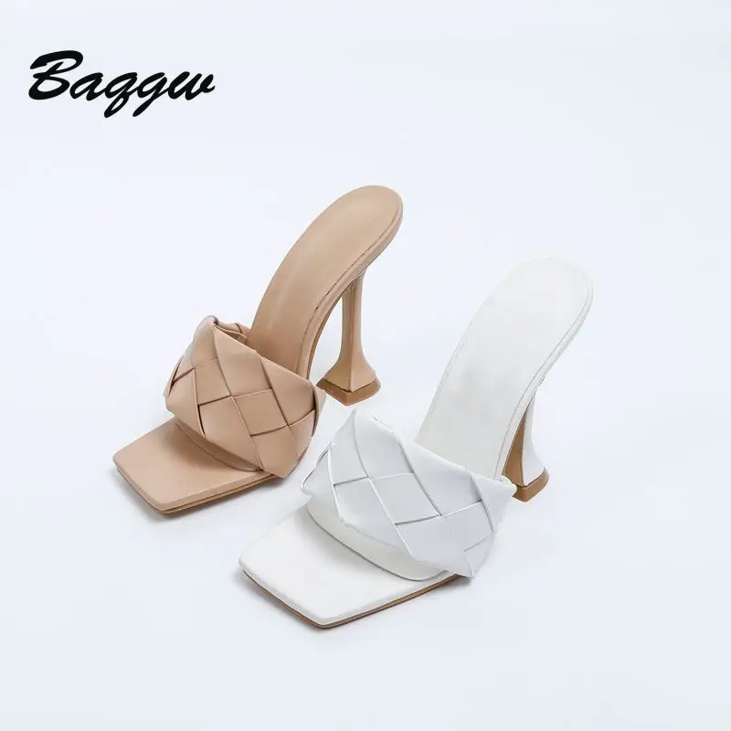 2021 New Women Weave Vamp Slippers Summer Fashion Sexy Square Toe Glass Heel High-heeled Shopping Party Ladies Sandals Pumps
2021 New Women Weave Vamp Slippers Summer Fashion Sexy Square Toe Glass Heel High-heeled Shopping Party Ladies Sandals Pumps
